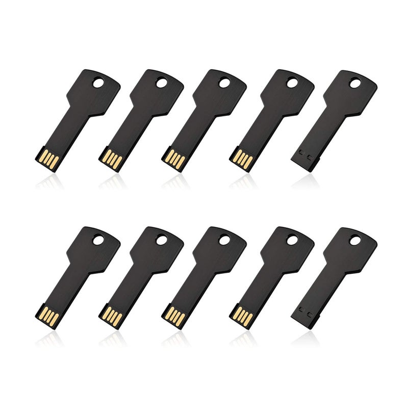 RAOYI 10 Pack 4GB USB Flash Drive USB 2.0 Metal Key Shape Memory Stick Thumb Drive Pen Drive-Black - Image 1